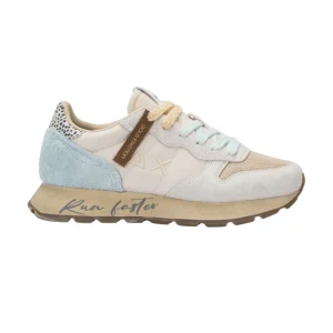 Sun68 Sneaker Casual Ally Vintage Pelle Tessuto Bianco Beige Azzurro Donna