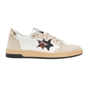 2Star Scarpe Sneakers Made in Italy artigianali Week Star Pelle Bianco Beige Leo