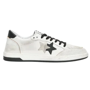 2Star Scarpe Sneakers Made in Italy artigianali Week Star Pelle Bianco Nero Uomo