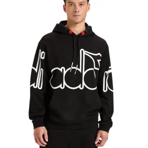 Diadora Felpa Con Cappuccio Nero Unisex