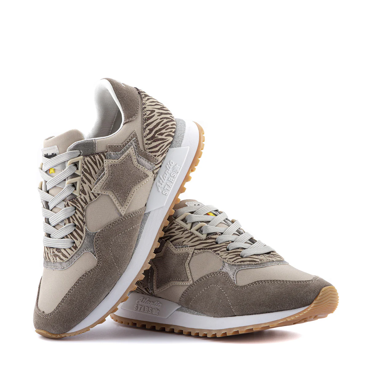 Atlantic Stars Sneakers Casual Lacci Stelle Beige Donna - immagine 4