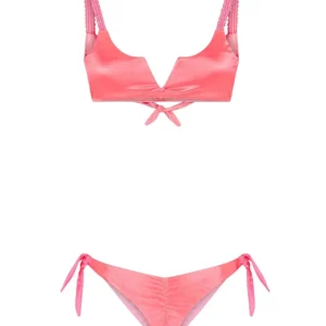 Mefui Bikini Top E Slip Americano Regolabile Con Nodi Glow Up Rosa Donna