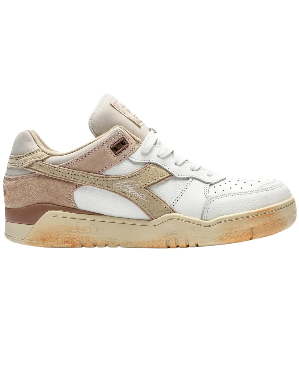 Diadora Sneakers B.560 Dino Russo Limited Edition in Pelle Bianco Beige
