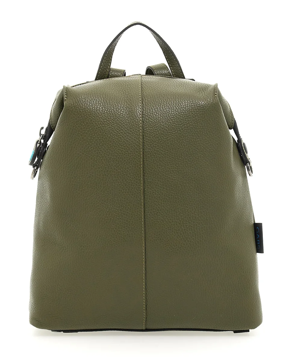 Gabs Zaino Grande con versione Borsa Shopper 100% Pelle Opaco Verde Militare