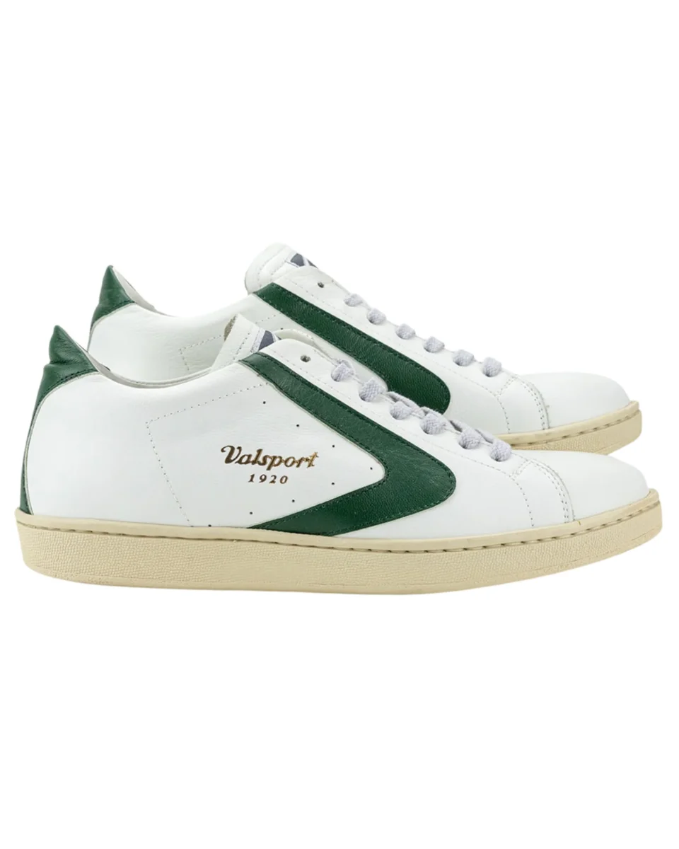 Valsport Sneaker Scarpe Tournament artigianali Pelle Made in Italy Bianco Verde Evergreen Uomo - immagine 3