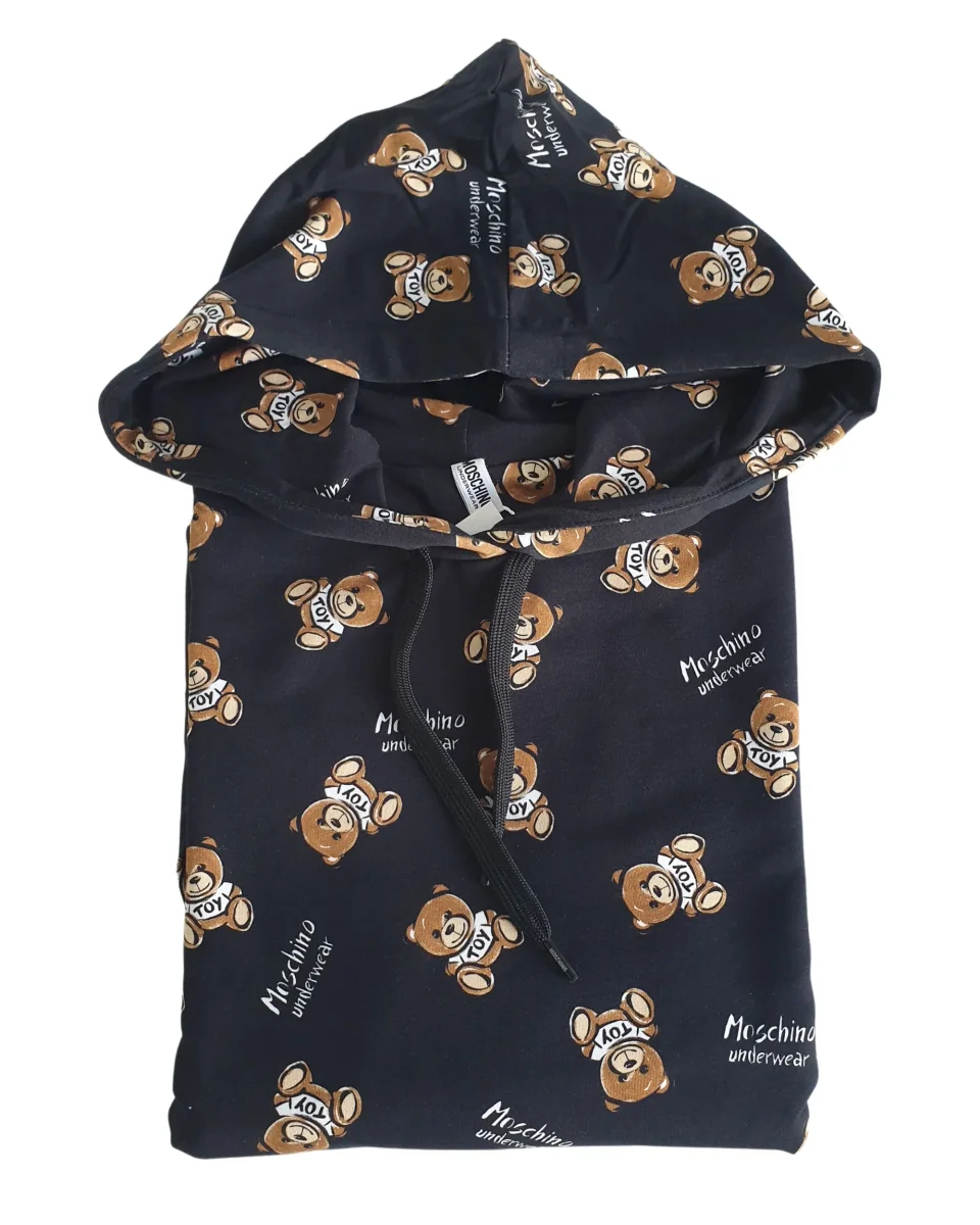 Moschino Underbear Felpa con Cappuccio Design Orsacchiotto Cotone Blu Scuro - immagine 4
