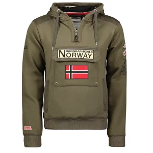 Geographical Norway Felpa Gymclass con Cappuccio Verde Kaki Uomo