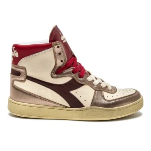 Diadora Heritage Sneaker MI Basket Metal Mix in Pelle Effetto Used Beige Multicolore Unisex
