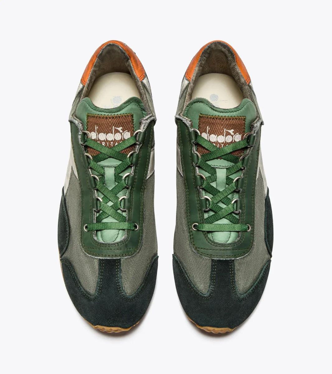 Diadora Heritage Sneaker Equipe Dirty Sw Evo in Tela e Pelle Verde Uomo - immagine 8
