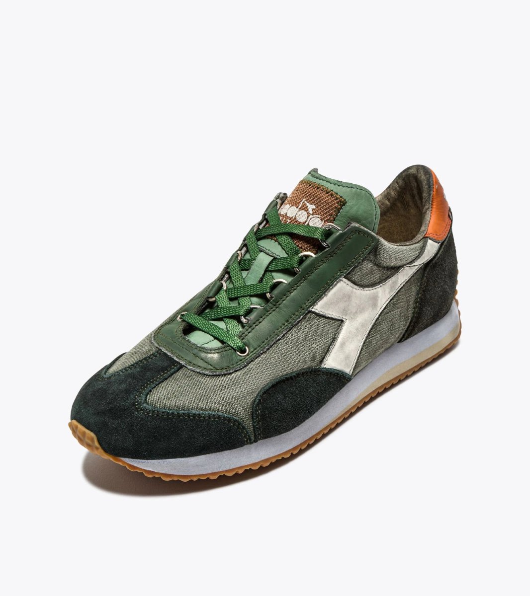 Diadora Heritage Sneaker Equipe Dirty Sw Evo in Tela e Pelle Verde Uomo - immagine 3