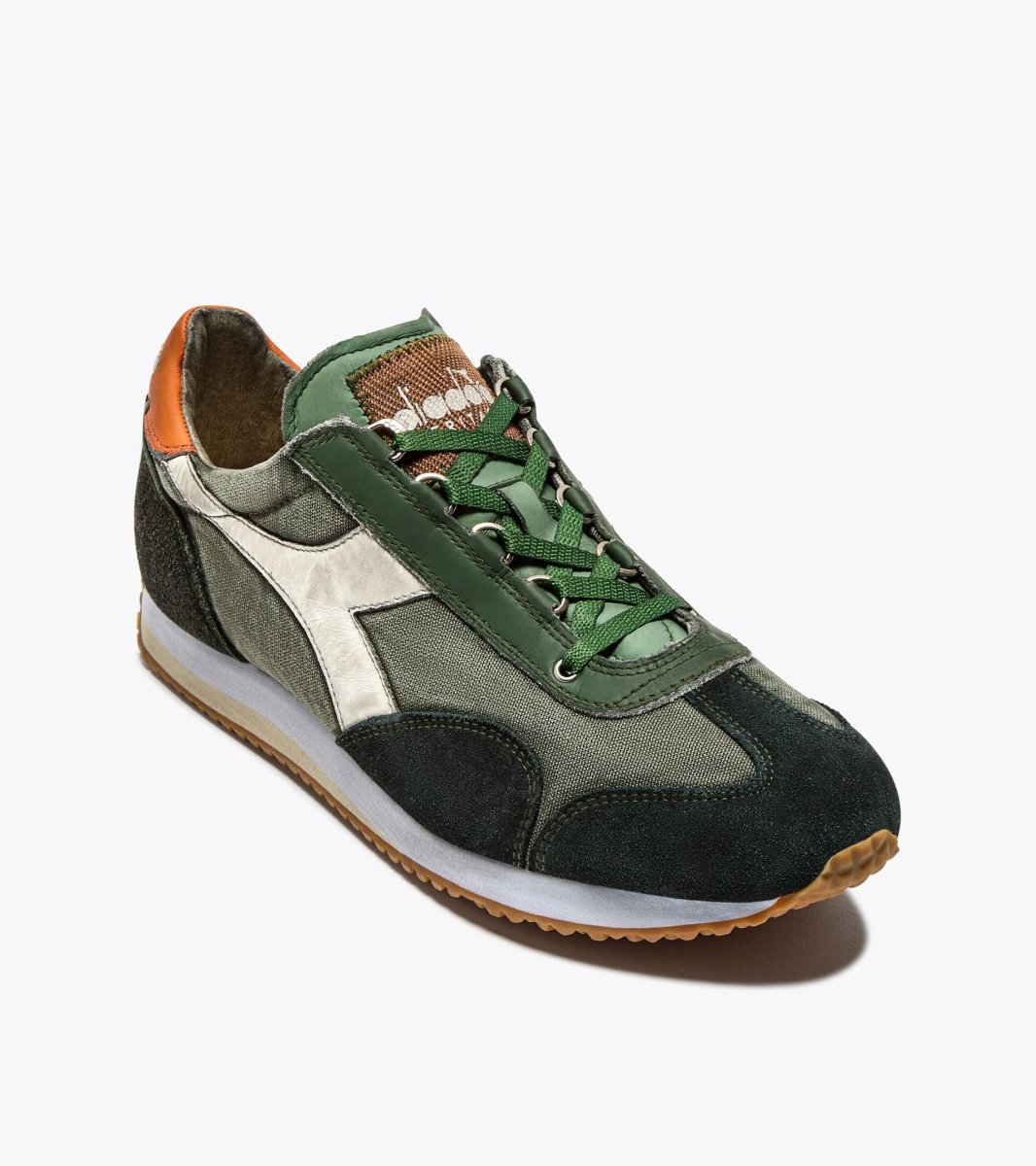 Diadora Heritage Sneaker Equipe Dirty Sw Evo in Tela e Pelle Verde Uomo - immagine 5