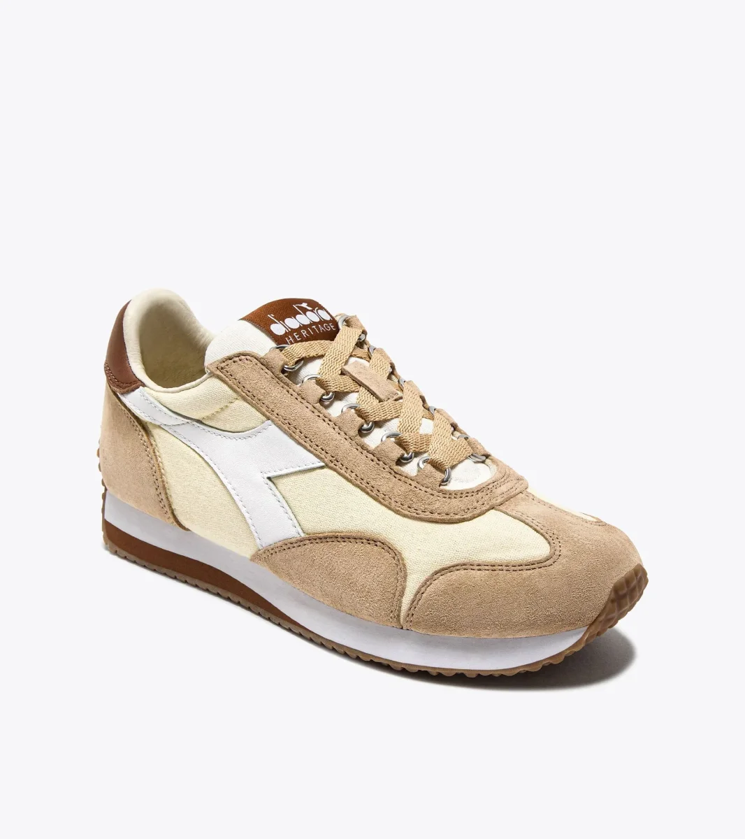 Diadora Heritage Sneaker Equipe Canvas Sw Evo in Misto Pelle Crema Nuvola Unisex - immagine 6