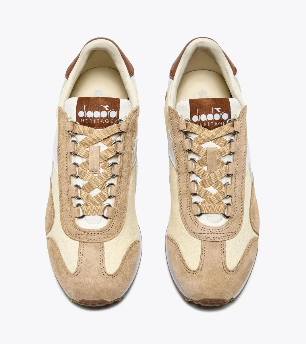 Diadora Heritage Sneaker Equipe Canvas Sw Evo in Misto Pelle Crema Nuvola Unisex - immagine 7