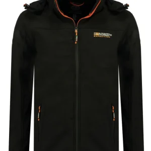 Geographical Norway Cappuccio Full Zip Antivento Softshell Giubbotto Outdoor Nero Uomo