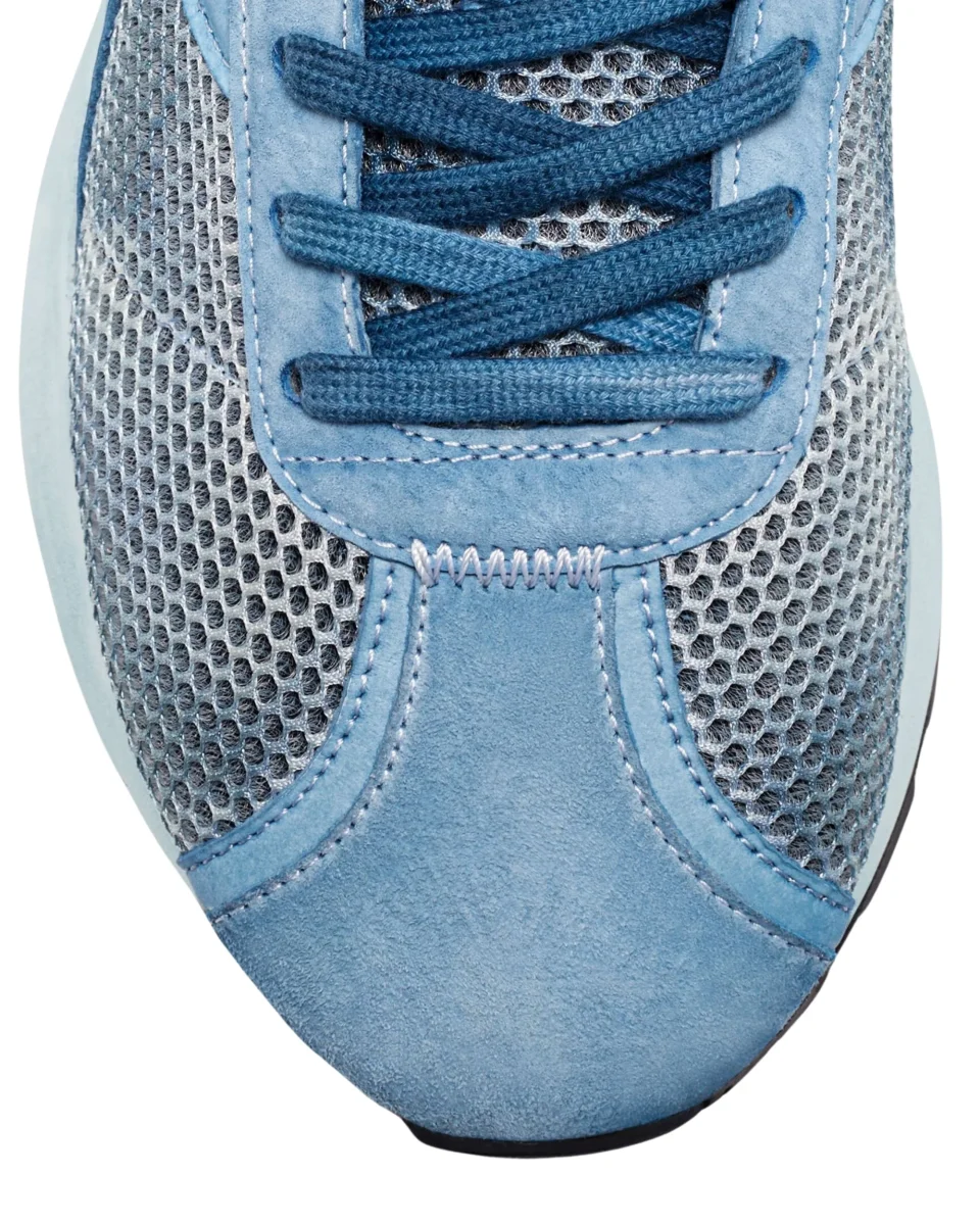 Diadora Heritage Sneaker Low Mercury Elite Dip-Dye in Pelle Azzurro Tie-Dye - immagine 5