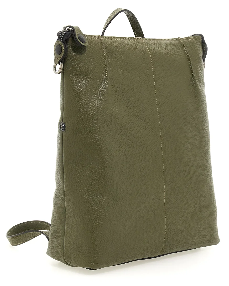 Gabs Zaino Grande con versione Borsa Shopper 100% Pelle Opaco Verde Militare - immagine 4