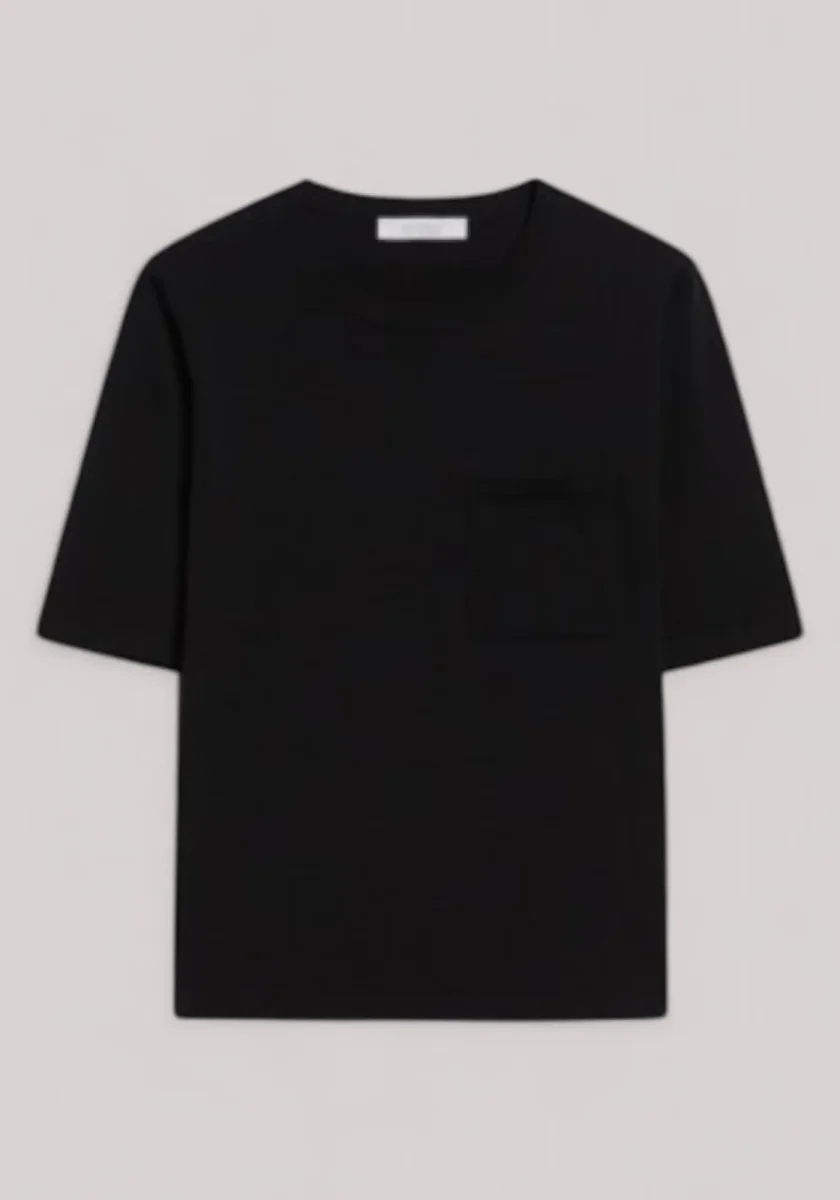 MAGLIA DONNA T-SHIRT IN FILATO DI VISCOSA CREPE NERO