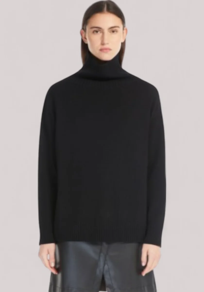 MAGLIA DONNA MORBIDA IN FILATO DI LANA NERO - immagine 3