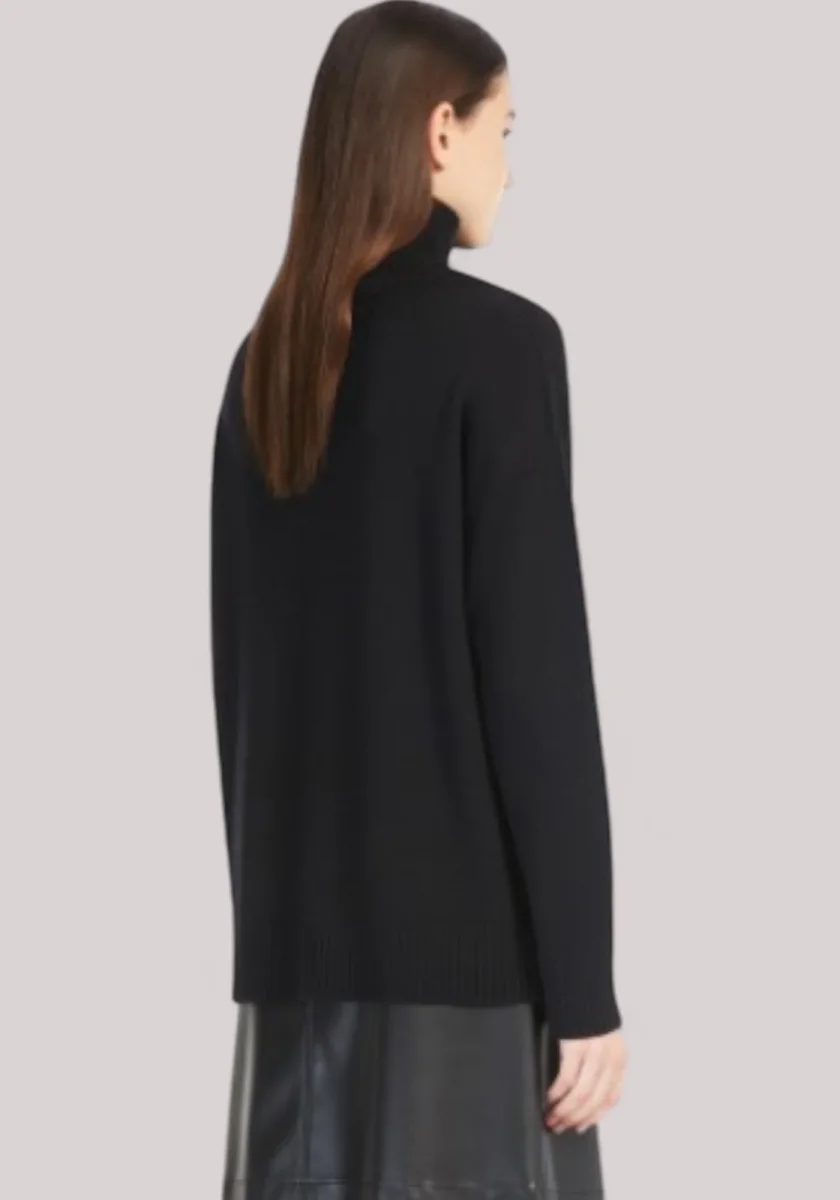 MAGLIA DONNA MORBIDA IN FILATO DI LANA NERO - immagine 4