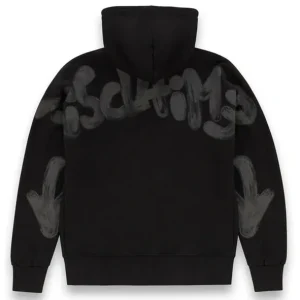 Disclaimer Felpa con Cappuccio 100% Cotone Nero Striscia Logo Nero Uomo 55100