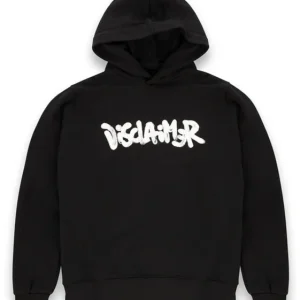 Disclaimer Felpa con Cappuccio 100% Cotone Nero Logo Uomo 55122