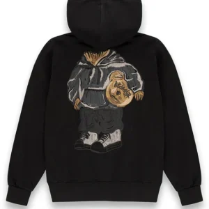 Disclaimer Felpa con Cappuccio 100% Cotone Nero Maxi Disegno Posteriore Uomo 55153