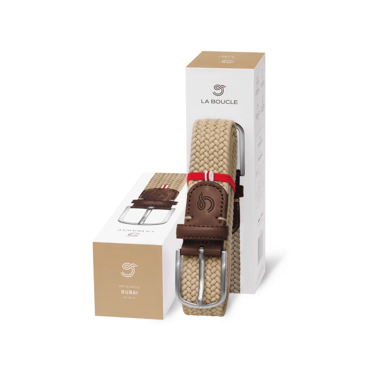 La Boucle cintura intrecciata con fibbia in metallo premium box regalo Dubai beige - immagine 4