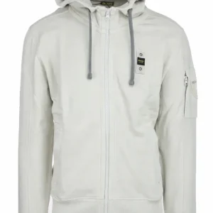 Blauer Felpa Full zip e Cappuccio Cardinton bianco urban uomo con logo e tasca