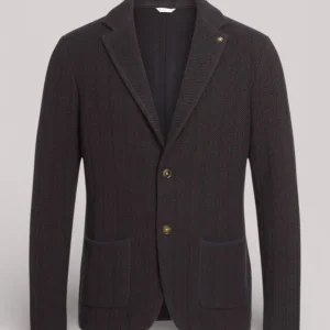 GIACCA UOMO IN MAGLIA BLU E MARRONE