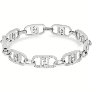 Liu Jo bracciale in acciaio silver logo e zirconi Lj2622