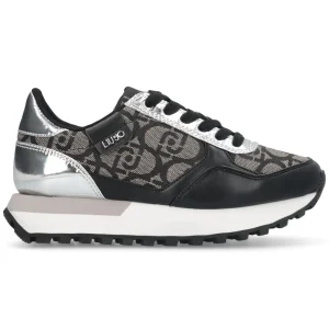 Liu Jo Scarpe Evelyn 915 Sneakers glitter monogram logo all over nero