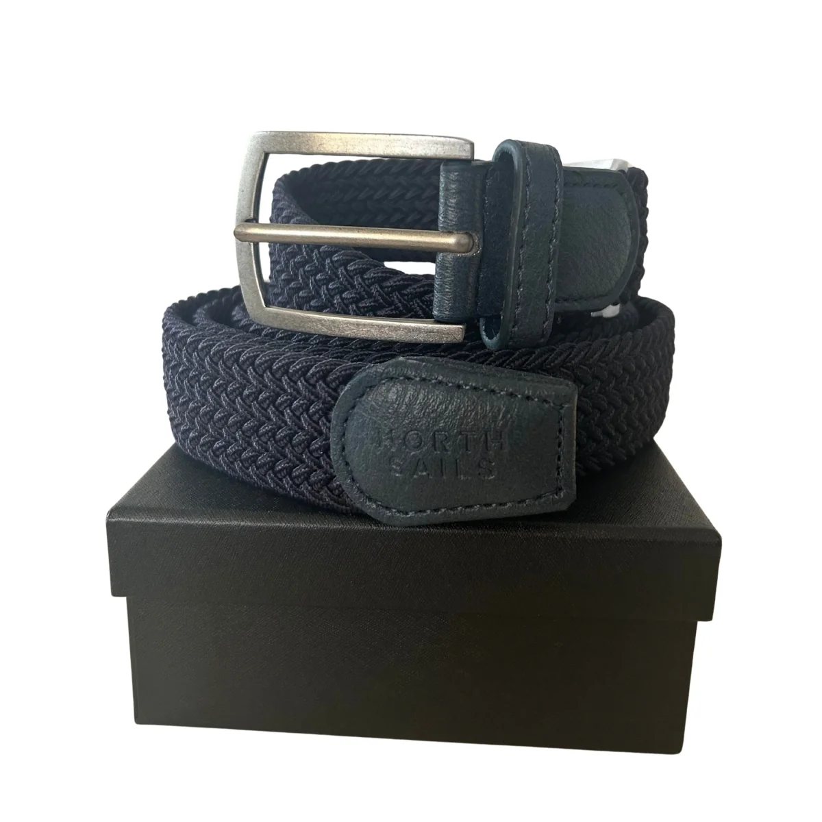 North Sails cintura belt stretch tessuto intrecciato logo taglia unica 623370 blu navy in BOX