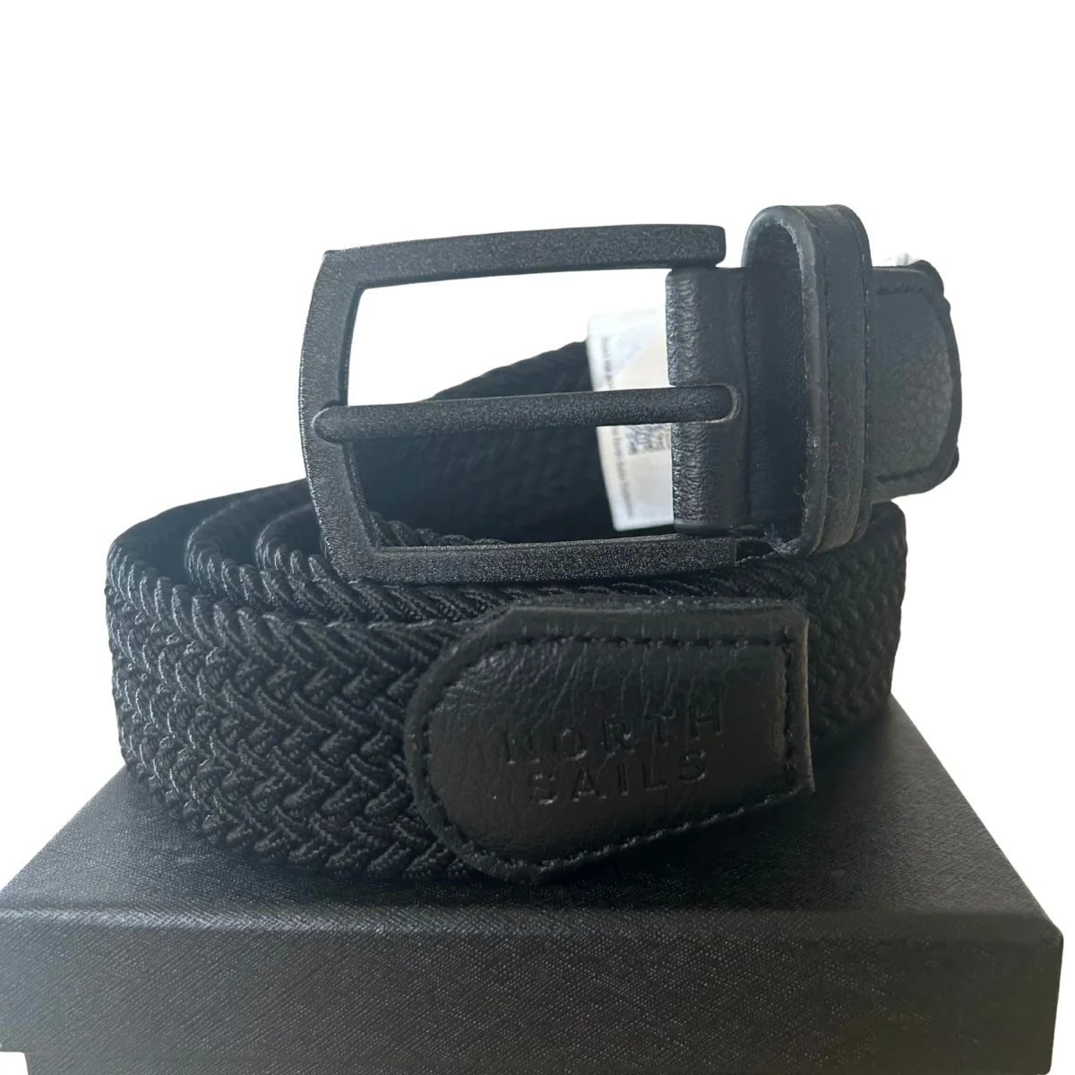 North Sails cintura belt stretch tessuto intrecciato logo taglia unica 623370 black nero in BOX - immagine 4