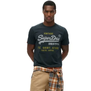 Superdry T-shirt VL HERITAGE RELAXED TEE Uomo Logo cotone manica corta navy blu