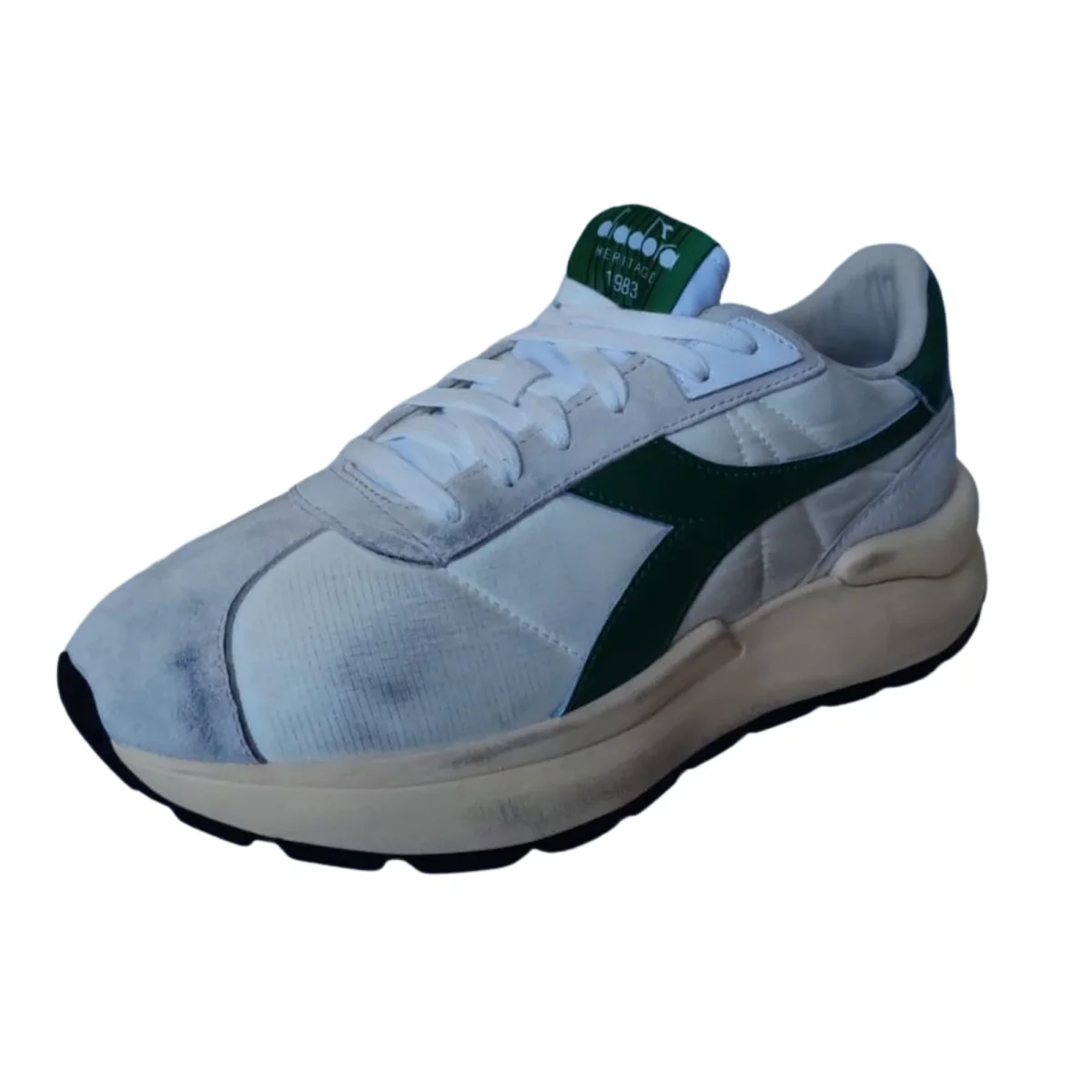 Diadora Heritage Sneaker Uomo Mercury Elite Sprint SW Tomaia in Pelle Bianco Verde - immagine 8