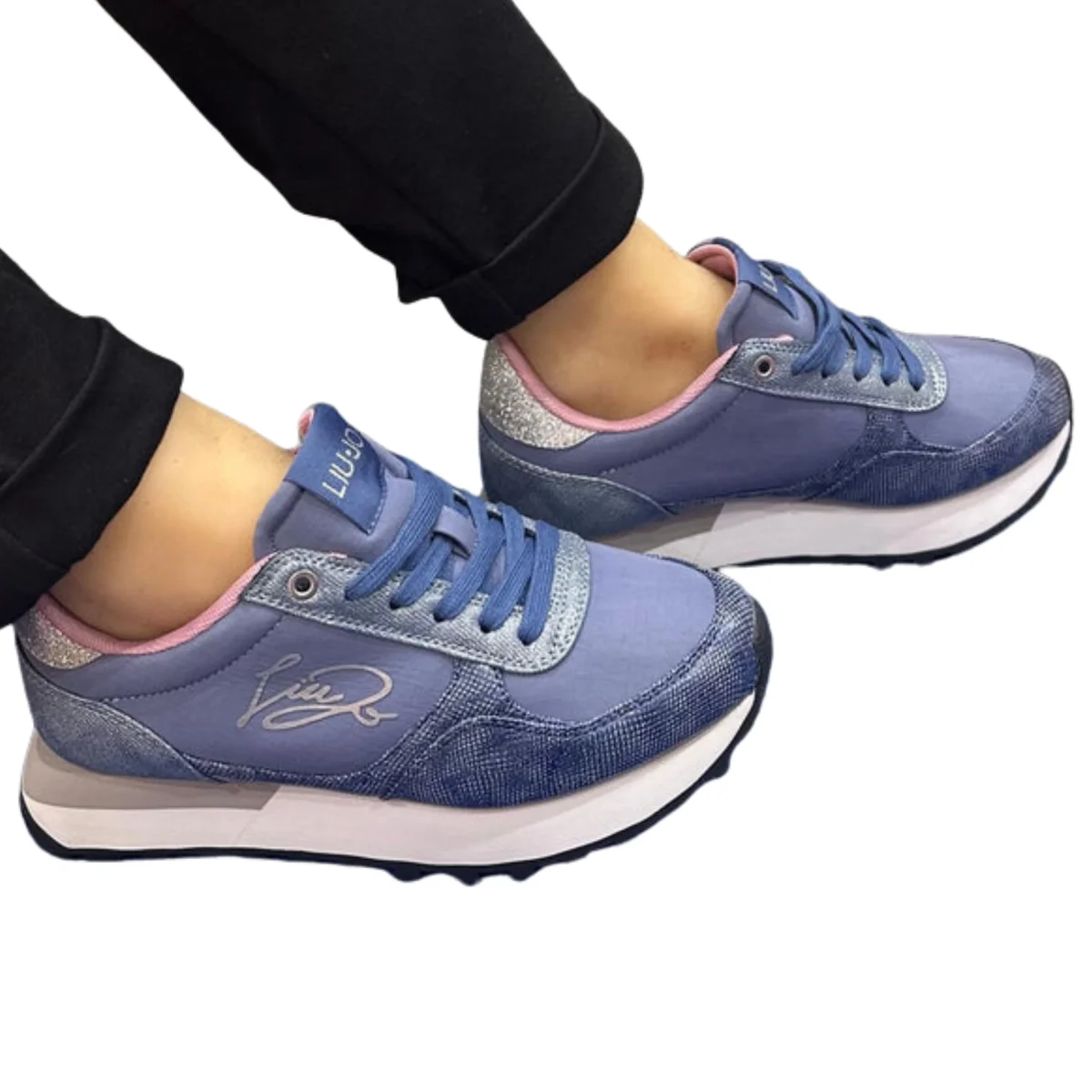 Liu Jo Scarpe Evelyn 915 Sneakers blu tessuto e sintetico - immagine 3