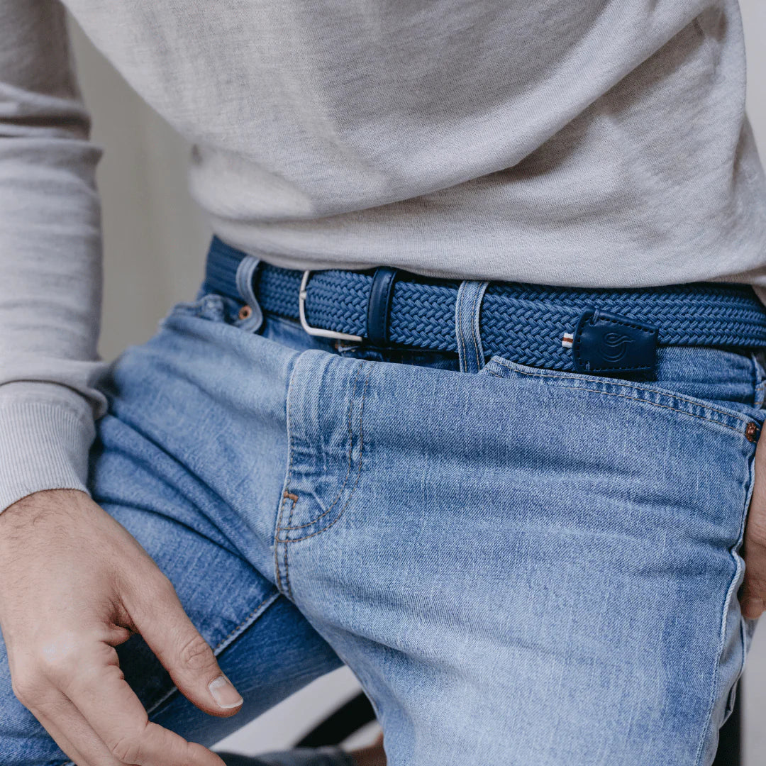 La Boucle cintura intrecciata con fibbia in metallo premium box regalo Santorini Blu Avio - immagine 3