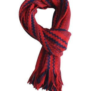 Missoni Stola Fantasia Geometrica Misto Lana Rosso