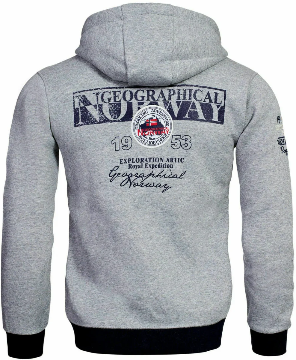 Geographical Norway Felpa con Cappuccio Flyer Sport City Urban Grigio Chiaro Uomo - immagine 3