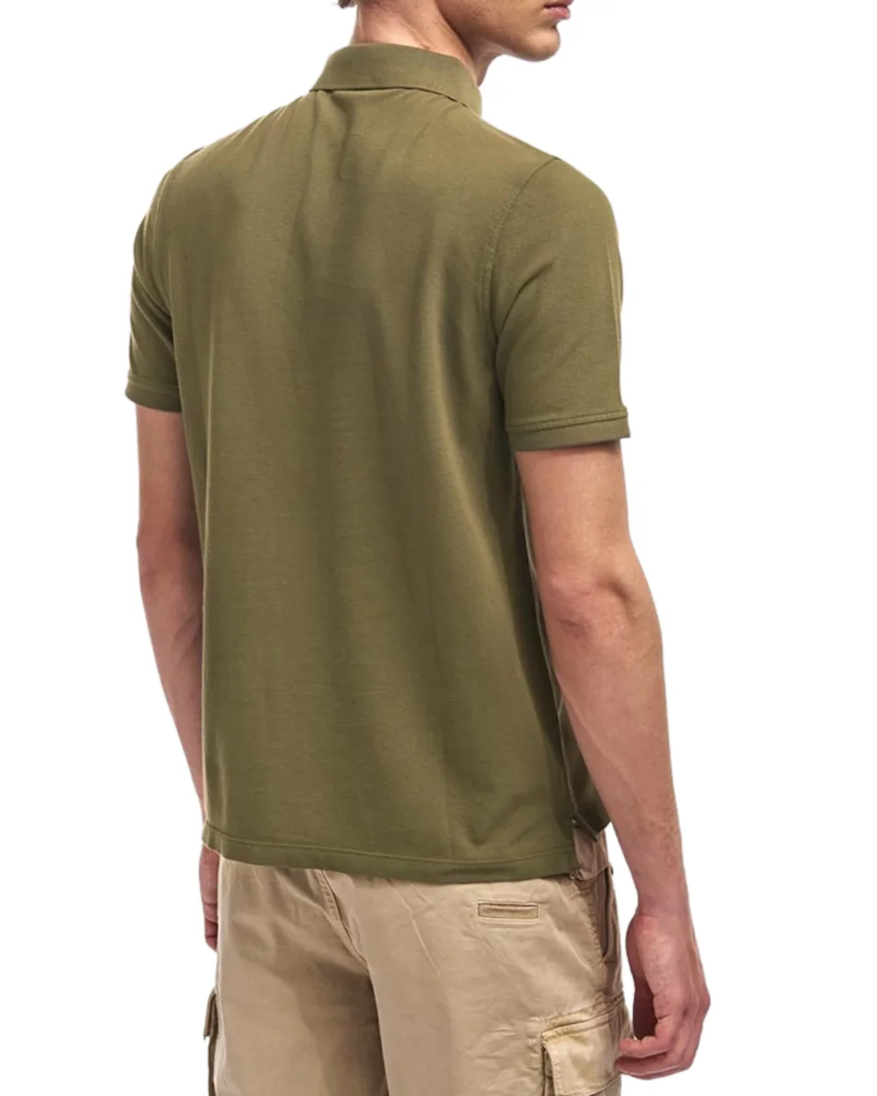 Blauer Polo Piquet 3 Bottoni Con Logo Scudetto Verde Uomo - immagine 4