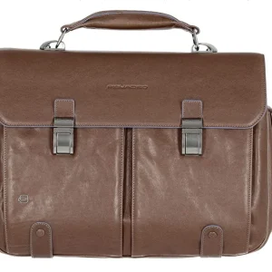 Piquadro Cartella da lavoro in Pelle Marrone Uomo con Tasca Porta PC 15.6"