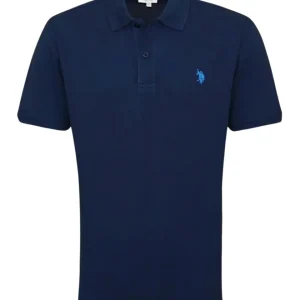 U.S. Polo Assn. Maglietta Polo Logo Azzurro Frontale Cotone Blu Scuro