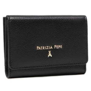 Patrizia Pepe Portafoglio Zip Esterna con Patta Pelle Nero