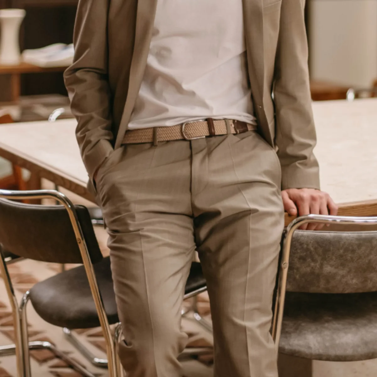 La Boucle cintura intrecciata con fibbia in metallo premium box regalo Dubai beige - immagine 8