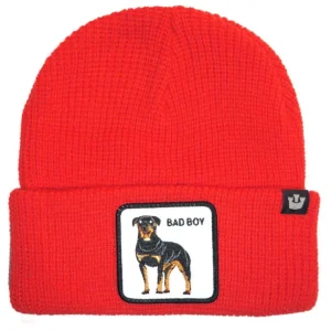 Goorin Bros. Cappello Beanie Hat Cuffia Con Patch Frontale E Logo Su Lato Rosso Unisex