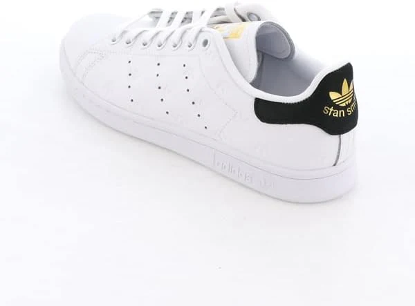 Adidas Sneaker Stan Smith W in Pelle Bianco Nero Dettagli Oro Donna - immagine 3