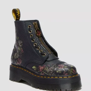 Dr. Martens Stivali Sinclair Black Decayed Roses Classic Tumbled Nappa Nero Donna