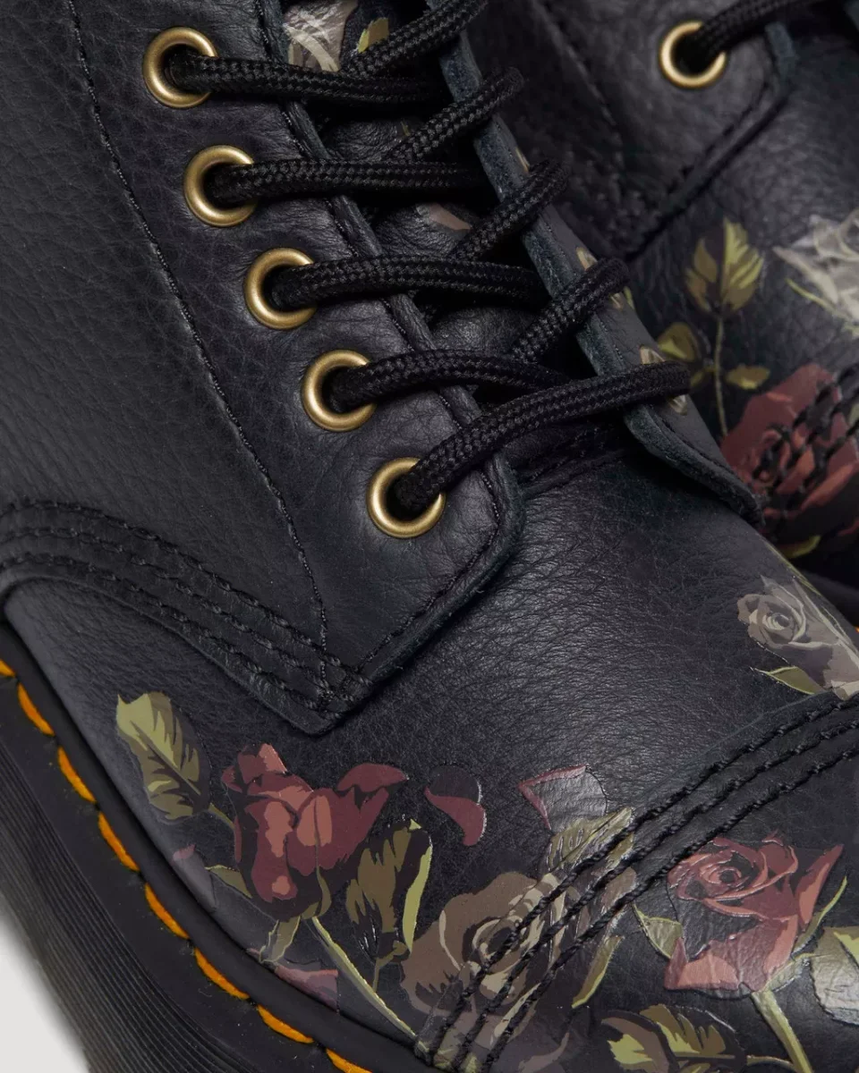 Dr. Martens Stivali Sinclair Black Decayed Roses Classic Tumbled Nappa Nero Donna - immagine 5