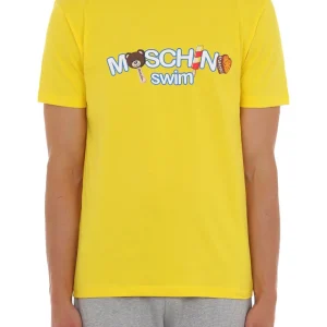 Moschino Swim T-Shirt Icecream Logo Cotone Giallo