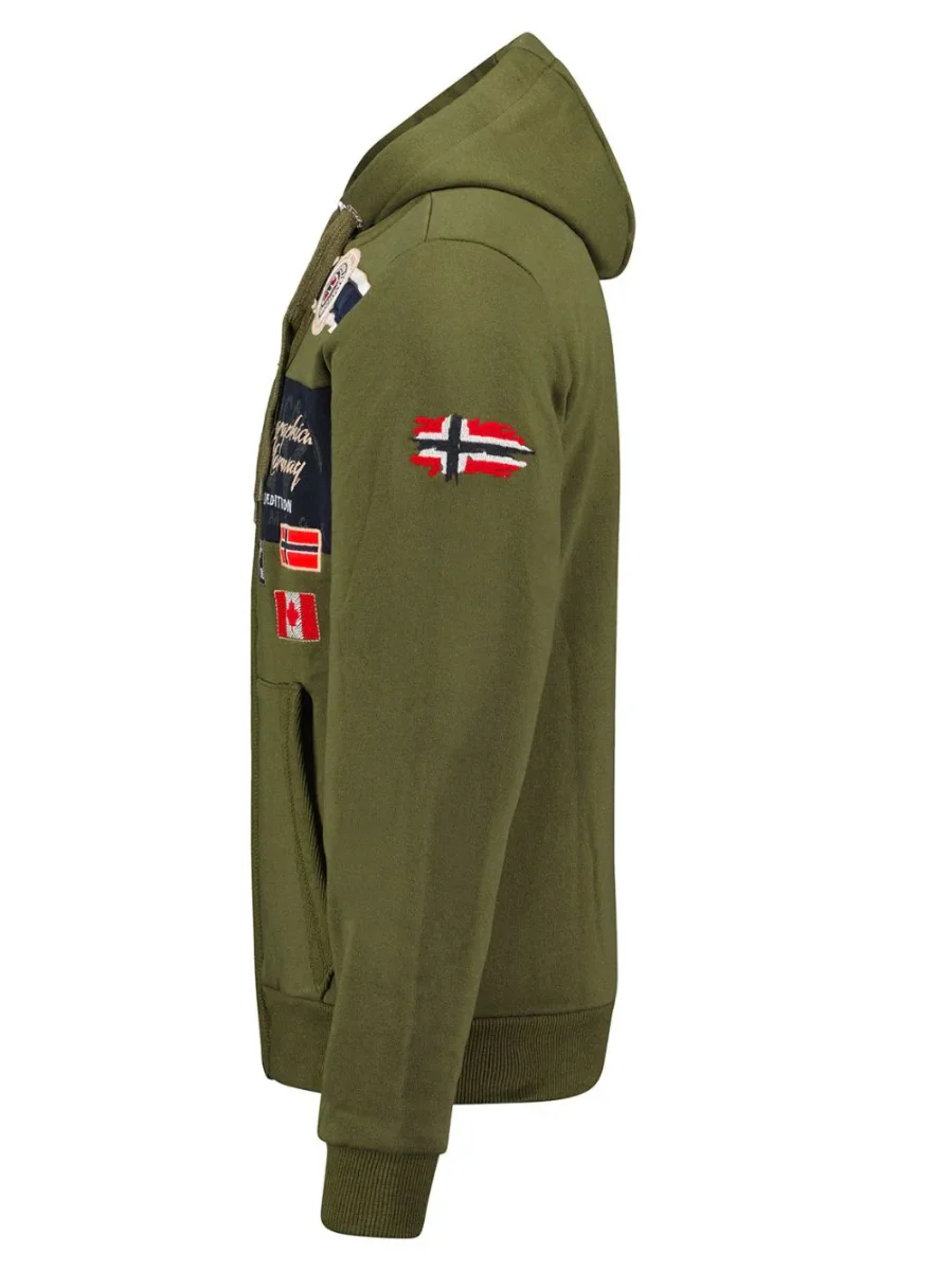 Geographical Norway felpa Garadock Cappuccio Misto Cotone Outdoor Verde Uomo - immagine 5